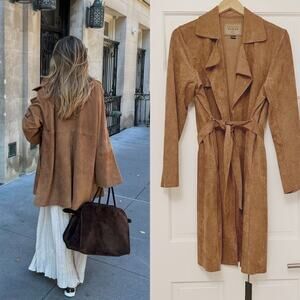 Blank NYC Brown Suede Trench Coat Small